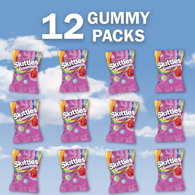 SKITTLES Wild Berry Gummy Candy, Gummy Snacks, Individually Wrapped Candy Bags Bulk, 5.8 oz Bag (Pack of 12)