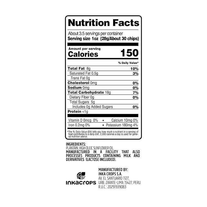 Inka Crops Inka Chips, Sweet Plantain Chips, 3.25 Ounce (Pack of 3)