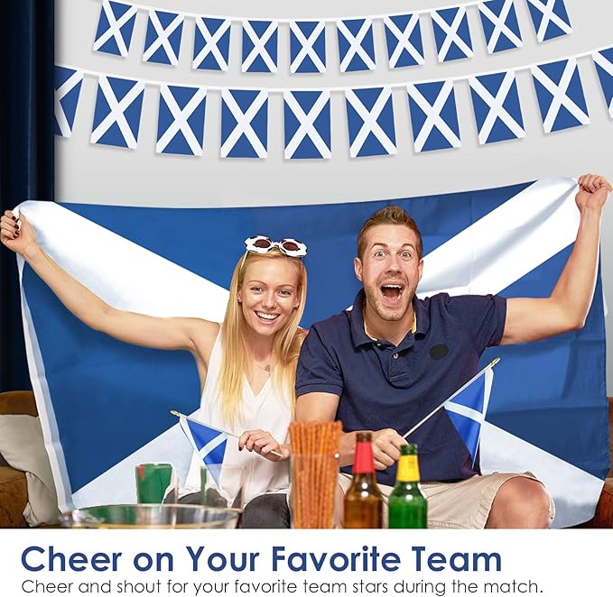 AhfuLife Scotland Flags 3x5 Ft, Large Scotland Flags for Outside - Double Side with Brass Eyelets for for Olympic Party Decorations, Bar Garden Street Decoration Indoor Outdoor