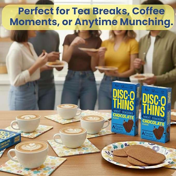 Disc-O Thins Whole Wheat Crackers - Crunchy Roasted Snack, High-Fiber & Low-Fat On-the-go Snack Chips, 88pcs (Variety Pack of 6) - Healthy Travel Snack, Non-GMO - Great with Dips, Salsa or Tea & Coffee