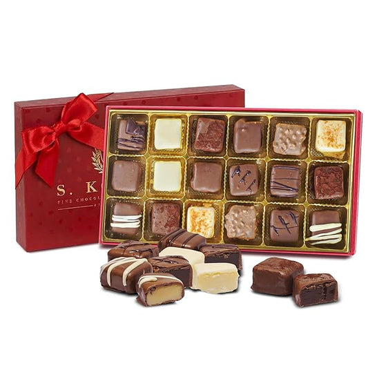 Luxury Milk Chocolate Truffles Gift Box, 18-Piece Assorted Belgian-Style Chocolates, Valentine’s Day Chocolate Gift For Her Or Him, Box Of Chocolates For Date Night Desserts, Birthdays And Anniversaries