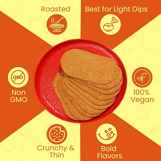 Disc-O Thins Whole Wheat Crackers - Crunchy Roasted Snack, High-Fiber & Low-Fat On-the-go Snack Chips, 96pcs (Spicy Potato) - Vegan-Friendly, Healthy Travel Snack, Non-GMO - Great w/ Spicy Dips, Salsa, or Beer