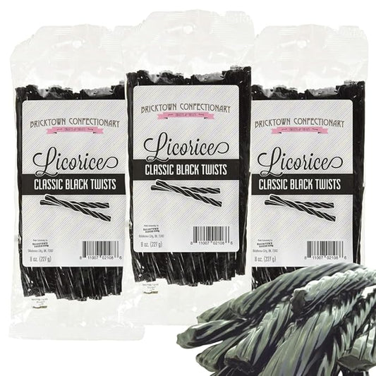 Classic Black Licorice Pack of 3 - Old Fashioned Candy, Fat-Free Chewy Licorice Candy, Fun Treat, Delicious Snack - Soft & Chewy Texture with Bold Fresh Flavor (Total 24oz)
