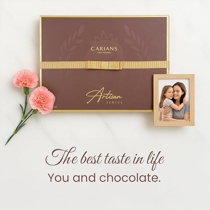 CARIANS Chocolate Gift Box, Assorted Luxury Premium Pralines Gourmet Chocolate Basket, Dark, Milk & Truffles, Box of Candy, Great for Gift Giving, Anniversary, Valentine's Day