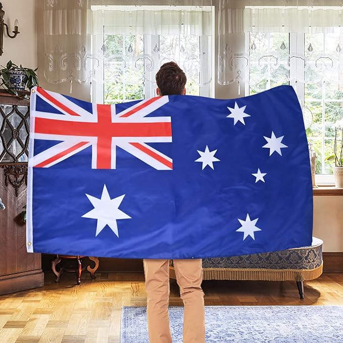 AhfuLife Australia Flag 3x5 Ft,Large Australian Flags for Outside - Double Side with Brass Eyelets for Olympic Party Decorations, Bar Garden Street Decoration Indoor Outdoor