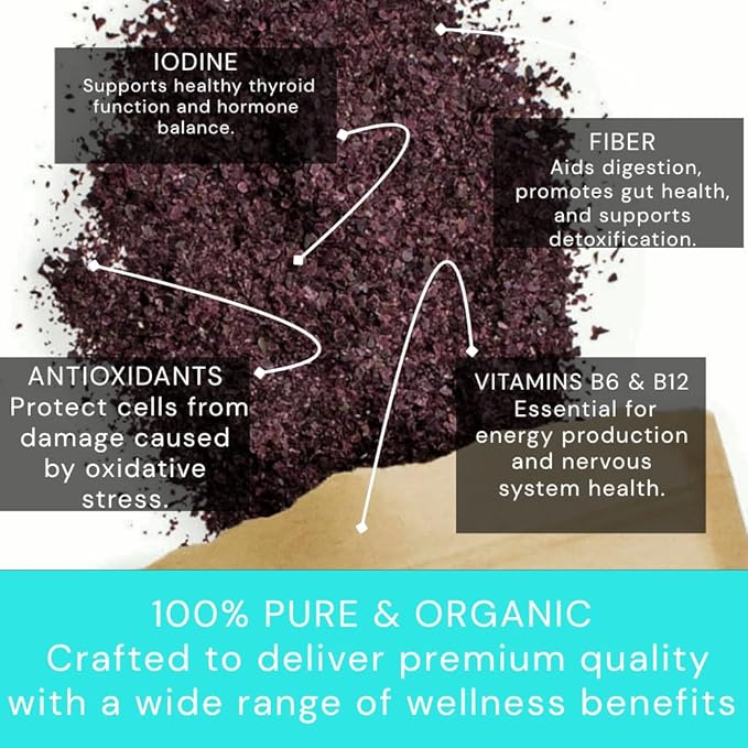 Organic Dulse Flakes – Wild-Harvested Atlantic Seaweed from Maine – Sea Vegetable for Soup, Ramen, Salad & Snacks – Vegan, Gluten-Free, Rich in Iodine & B12 – Ocean’s Balance (3oz, 2-Pack)