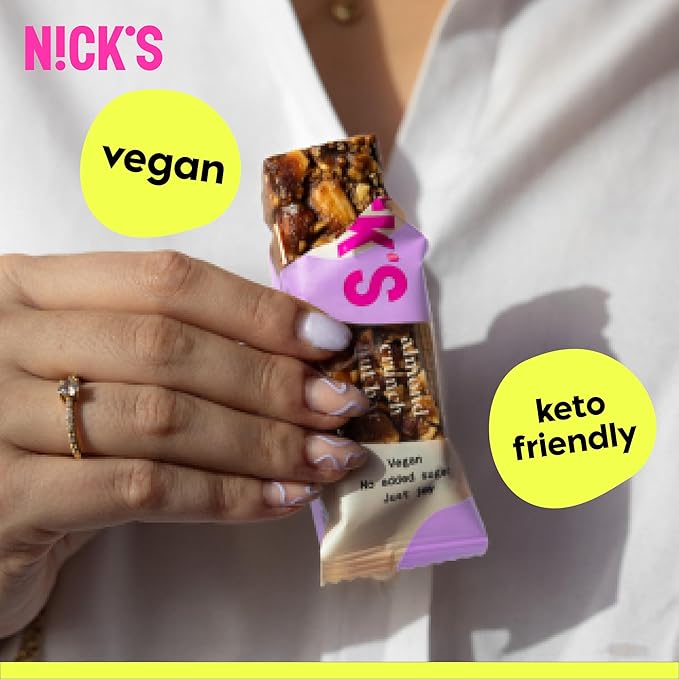 NICKS Keto Nut Bar Almond Chocolate Snack Bar, Low Carb Snacking for Sports, Hiking, Gaming, Outdoor Activities, 1G sugar, 3G net carbs, healthy snack (pack of 30) 40.0 grams