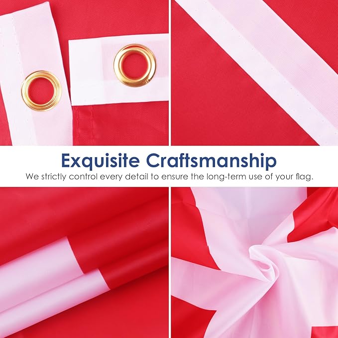 AhfuLife Denmark Flag 3x5 Ft, Large Denmark National Flags for Outside - Double Side with Brass Eyelets for World Cup Olympic Party Decorations, Bar Garden Street Decoration Indoor Outdoor