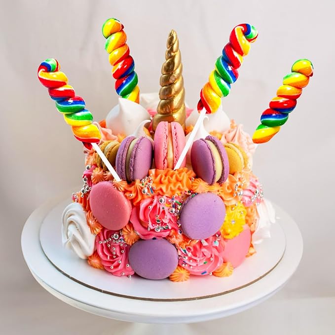 Rainbow Twisty & Swirl Lollipops 20 Pack, Unicorn Candy Twist Lollipop Individually Wrapped Suckers, Kid's Candy Bulk for Birthday, Mixed Fruit Flavor