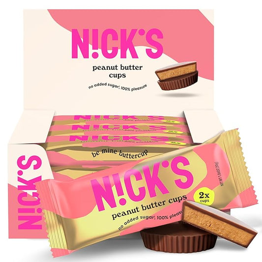 NICKS Peanut Butter Cups, Low Carb Chocolate with Peanut Butter, Without Added Sugar, 1.7 g Net Carbohydrates, 1 g Sugar, Keto friendly, Gluten Free, Without Palm Oil 12 Pack with a total of 24 cups