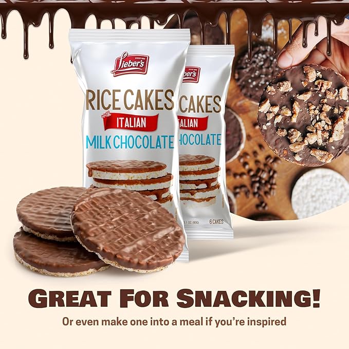 LIEBERS Milk Chocolate Rice Cakes, Kosher Certified Dairy, Gluten Free Snack (pack of 8) (Milk Chocolate)…