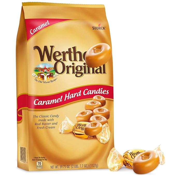 Original Caramel Hard Candy, 2.4LB Bulk Pack of Carmels Candy, Ideal for Sharing, Snacking, Parties and Gifting, Perfect for Stocking Up on Your Favorite Timeless Sweet Treat
