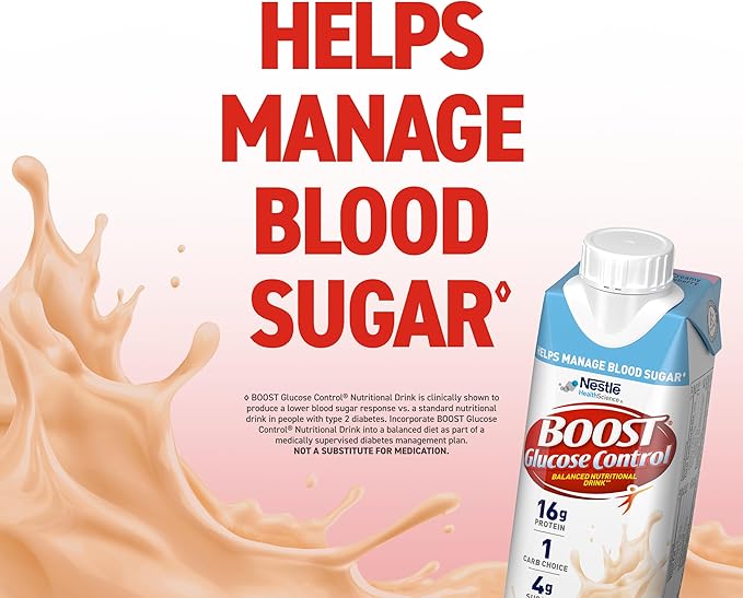 BOOST Glucose Control Ready to Drink Nutritional Drinks, Creamy Strawberry, 8 fl oz Carton (4 x 6 Packs)