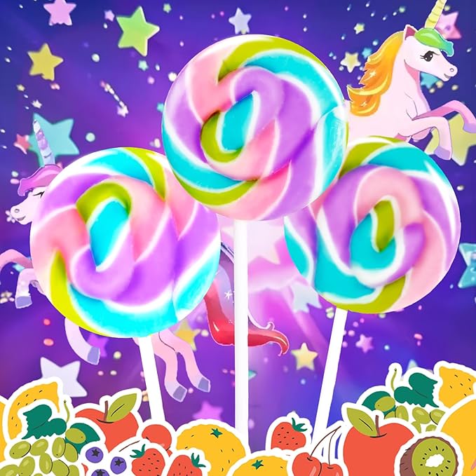 Rainbow Twisty & Swirl Lollipops 32pk, Mermaid Lollipops Candy Individually Wrapped Bulk, Unicorn Candy Swirl Lollipop Suckers, Unicorn Birthday, Blueberry Flavor