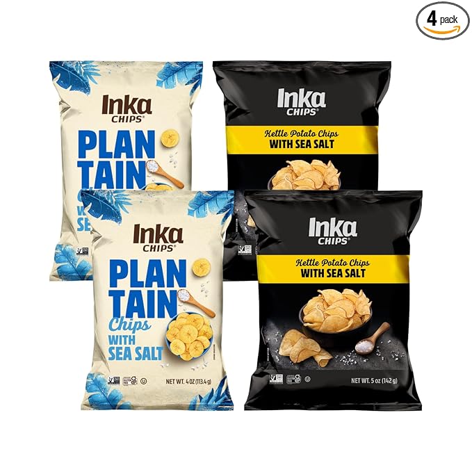 Inka Crops Kettle Potato Chips & Plantains Duo (Original Kettle Chips (5oz) & Original Plantains (4oz)) (2ea) (Variety Pack)