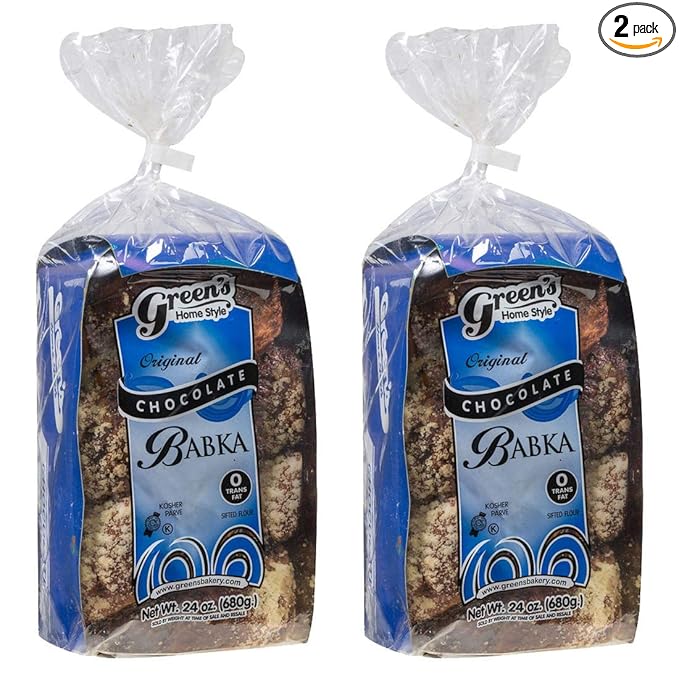 Green's Bakery Chocolate Loaf Babka, Fresh and Delicious, OK Certified Kosher and Pareve Babka Bread, Dairy Free and Nut Free 24 ounce (2 Pack)
