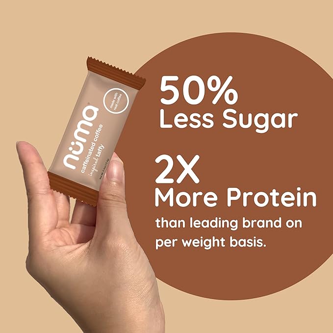 Numa Foods Coffee Chews - Caffeinated Taffy Candy, Low Sugar, High Protein, Low Calorie, All Natural & Gluten Free Candy with Caffeine - 3 Bags with 10 Coffee Candies Individually Wrapped