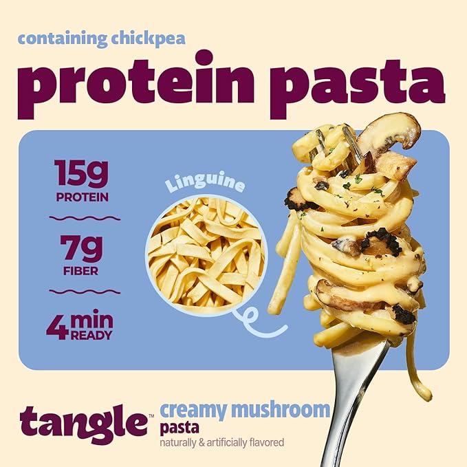 Samyang Tangle Creamy Mushroom Pasta | Instant Pasta | Mukbang | 15g of Protein | Linguine | 7g of Fiber | Chick Pea based | Easy Prep | Convenient | 4 Pack