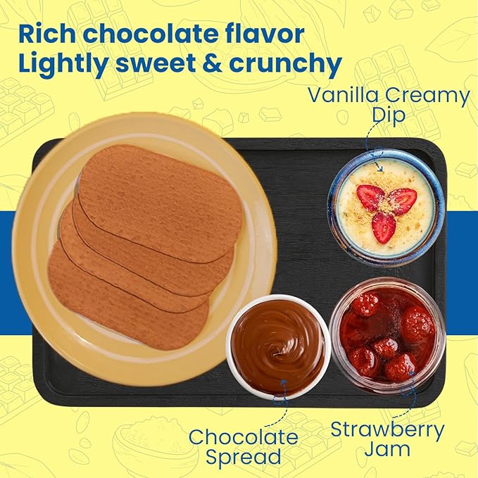 Disc-O Thins Whole Wheat Crackers - Crunchy Roasted Snack, High-Fiber & Low-Fat On-the-go Snack Chips, 72 pcs (Chocolate) - Healthy Family Travel Snack, Non-GMO - Great with Coffee, Tea or Fruit Dips