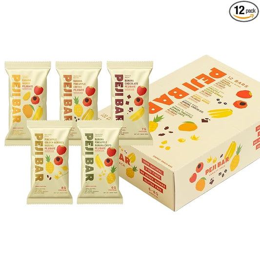 PEJI BAR Superfood Energy Bars | Variety Pack | Gluten Free, 6-8g Protein, Fiber, Whole Ingredients, No Sugar Added | Adventure Ready Snack, 12 Count