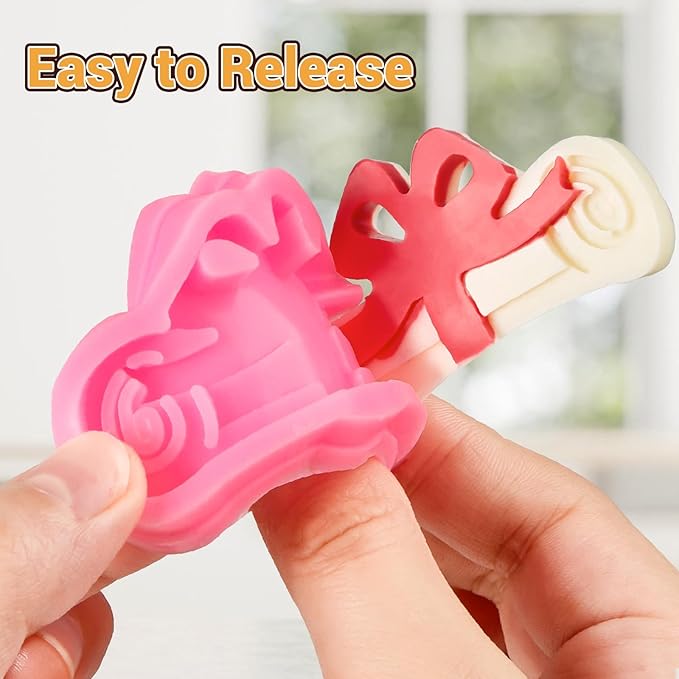 CLUEWR 4 PCS Graduation Chocolate Fondant Molds, Silicone Graduation Cap Diploma Candy Molds for Cake, Cupcake Decorations, Graduation Party Supplies