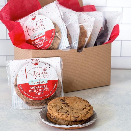 Fresh Baked Chocolate Chip Cookies - 1 Dozen - Gourmet Gift Box – Gifts For Men & Women – Soft Cookies - Little Red Kitchen Bake Shop