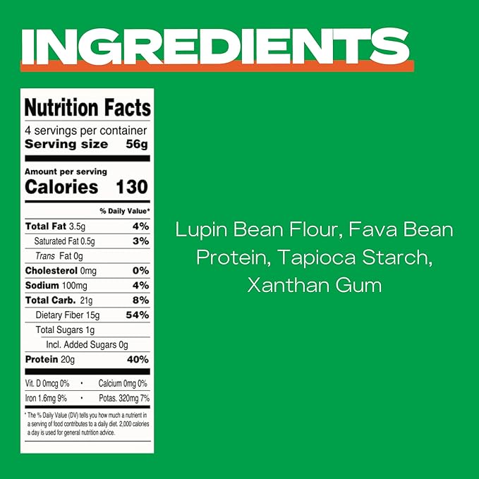Kaizen Pasta Variety Pack - Keto, Low Carb, High Protein (20g), Gluten-Free, Keto-Friendly (6g Net), Plant-Based Lupini Noodles with High Fiber Lupin Flour