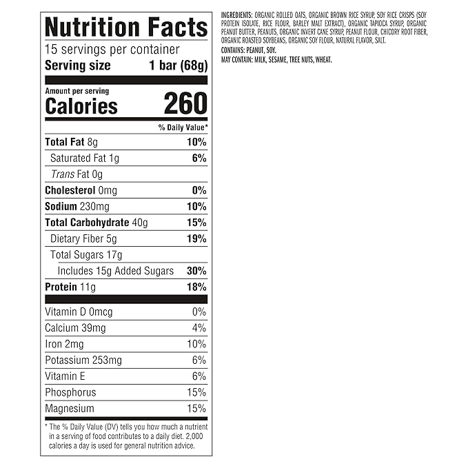 CLIF BAR - Energy Protein Bars - Crunchy Peanut Butter - Made with Organic Oats - Energy Bars - Non-GMO - (15 Pack)