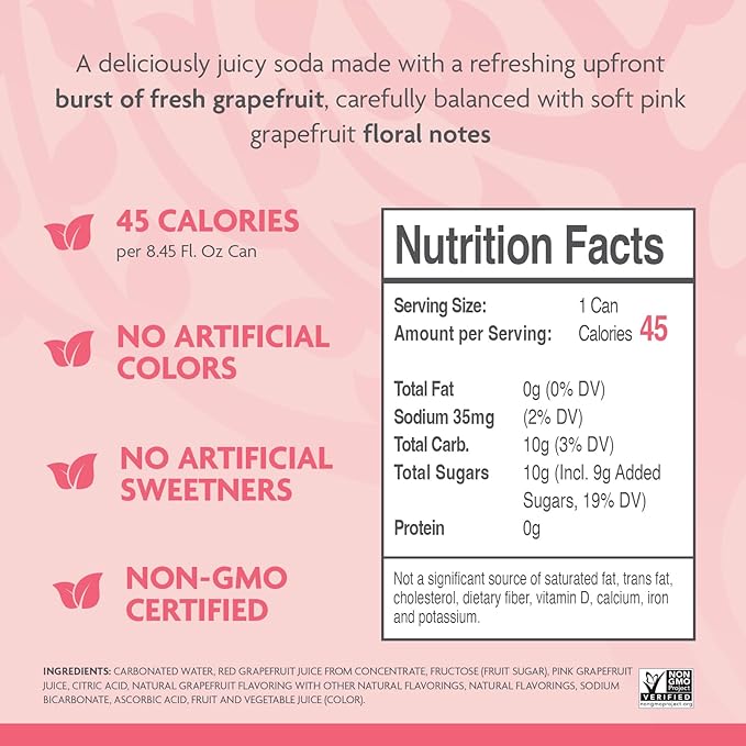 Fever-Tree Sparkling Pink Grapefruit – Premium Soda Mixer for Cocktails and Mocktails, 8.45 fl oz Cans, Pack of 24 – Naturally Sourced, Non-GMO