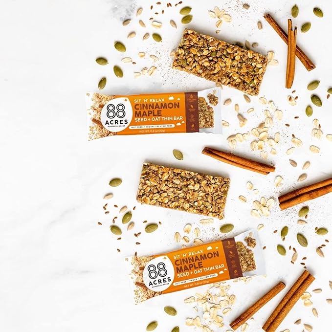 88 Acres Granola Bars | Gluten Free, Nut-Free Oat and Seed Snack Bar | Vegan & Non GMO | 6 Pack (Cinnamon Maple)