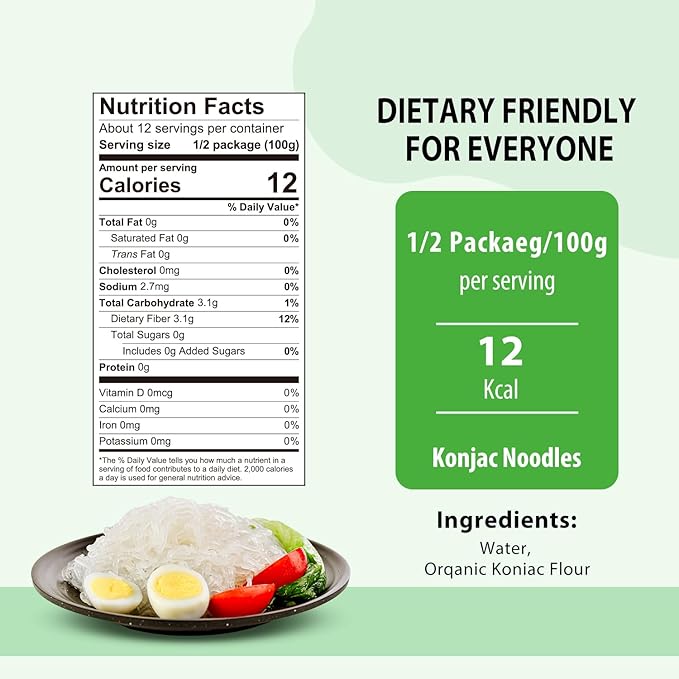 Soeos Organic Konjac Noodles, Angel Hair Pasta, 8.8 oz (250g)*6 Pack, Low Calorie, Low Carb, Keto and Paleo Friendly Shirataki Noodle, Gluten-Free, Fat Free, Sugar Free, Vegan