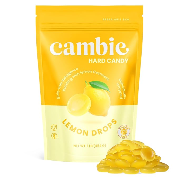 Cambie Sugar Free Hard Candy, 1 lb of Sugar Free Candy Individually Wrapped, Lemon Drops