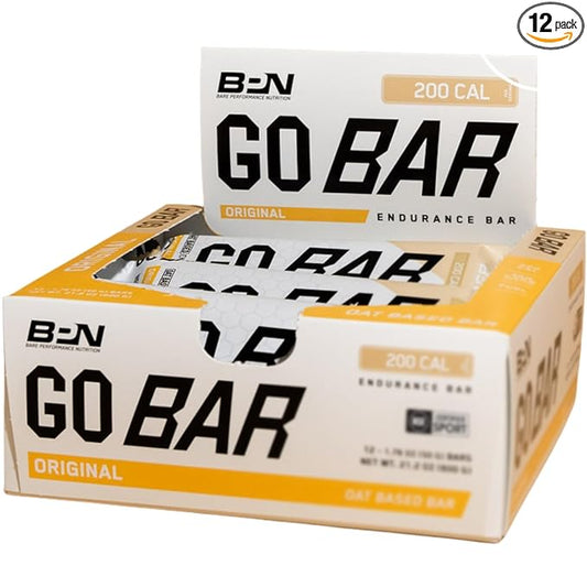 BARE PERFORMANCE NUTRITION Go Bar, Oat Based Endurance Training Snack 36g of Carbohydrates and 200 Calories Per Serving, 12 Bars Per Box, Original Oat