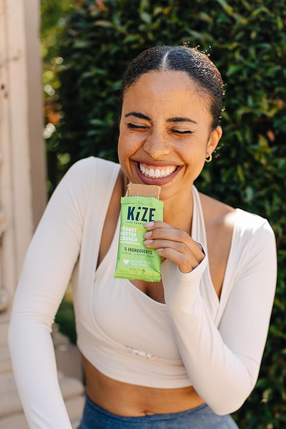 KiZE Energy Bars - Peanut Butter Crunch - Gluten Free, Non-GMO, and High Protein Meal Replacement Energy Bars, Clean and Simple Food Ingredients - 10g High Protein Snacks, (10 Count)