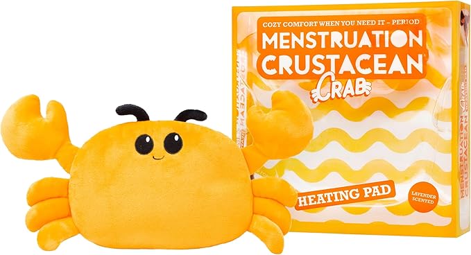 Menstruation Crustacean Crab by Relatable – Galentine’s Day Gift, Microwaveable Heating Pad Plush for Period Cramps, Lavender Scented Self Care Gift for Friends