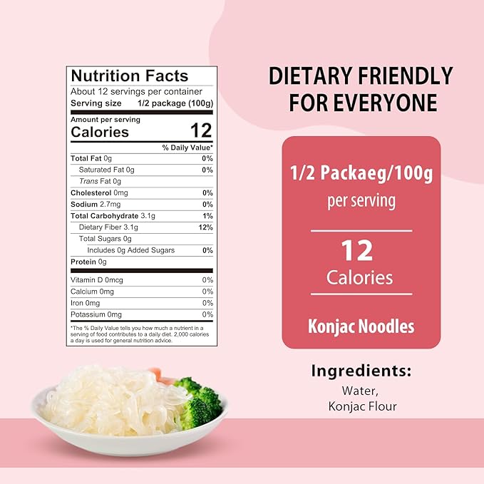 Soeos Konjac Noodles, Spaghetti, 9.5oz (270g), 6 Packs, Kosher, Sugar Free, Gluten Free, Low Calorie, Low Carb Pasta, Shirataki Noodle