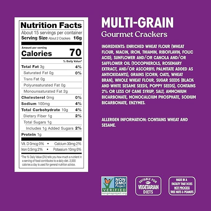 Milton's Gourmet Crackers Variety Bundle (Original Multi-Grain, Everything, Crispy Sea Salt, Salt & Pepper) - Non-GMO Project Verified, Natural Ingredients, Kosher, Great for Charcuterie Boards - Pack of 4