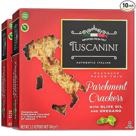 Tuscanini parchment Crackers, Olive Oil and Oregano 3.5oz (2 Packs)