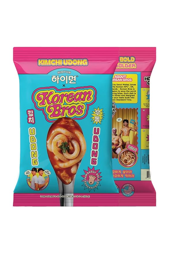 Korean Bros Kimchi Udong (657g) - Spicy Korean Stir-Fry Noodles, 3 Servings