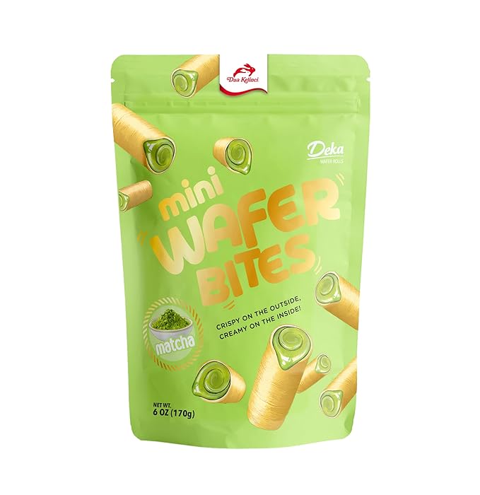 Deka Matcha Mini Wafer Bites Creme Filled Rolled Wafers, 7oz (Pack of 12)