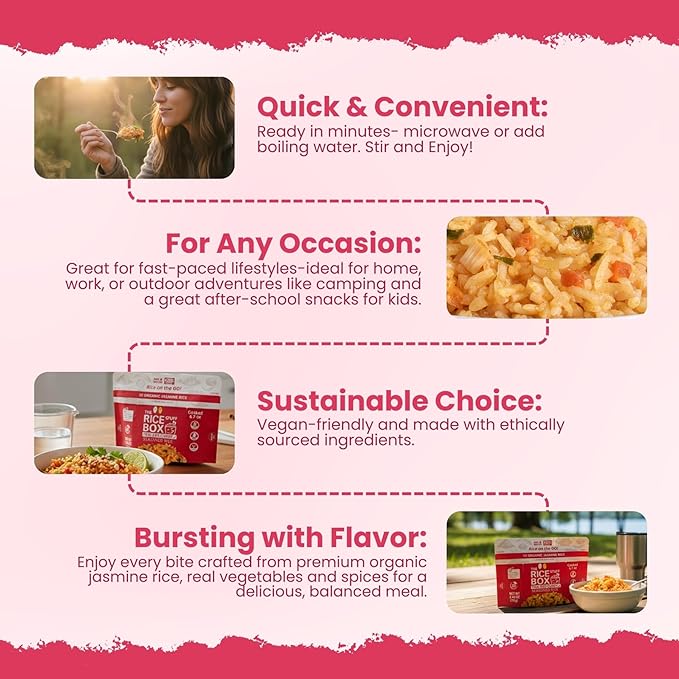 The Rice Stuff Box - Thai Red Curry Instant Rice Meals, 6-Pack, Organic Jasmine Rice, NON-GMO, Gluten-Free, Vegan, Dairy-Free (Pack of 6)