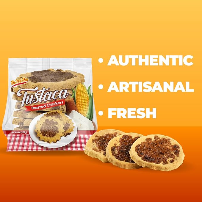 De Mi Pais Tustaca Toasted Crackers – Sweet and Savory Corn Crackers Made with Brown Sugar, Cheese, and Skim Milk; Traditional Honduran Snack for Anytime Enjoyment | 6 Oz | 1-Pack