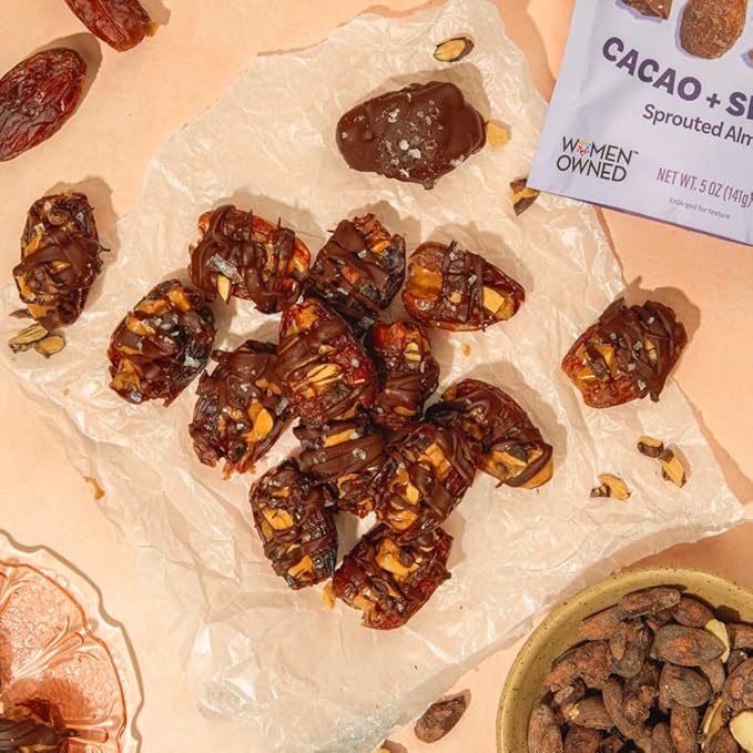 Daily Crunch Sprouted Almonds and Dehydrated nuts for a Unique Crunch, Keto Friendly, Non-GMO Zero Seed Oils, Gluten Free 4oz (2 Pack, Cocoa & Sea Salt)