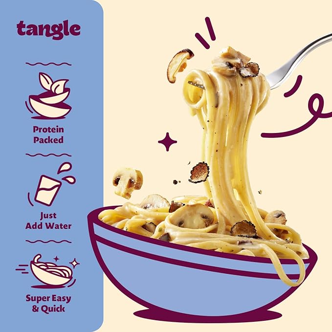 Samyang Tangle Creamy Mushroom Pasta Bowl | Linguine Pasta | Mukbang | 15g of Protein | 7g of Fiber | Chick Pea based | Easy Prep | Convenient | 6 Bowls