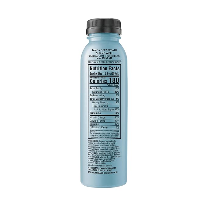 Remedy Organics Blue Essentials 12-Pack | Plant Based 8g Protein Shakes, Ready to Drink | USDA Organic, Gluten Free, Dairy Free, Soy Free