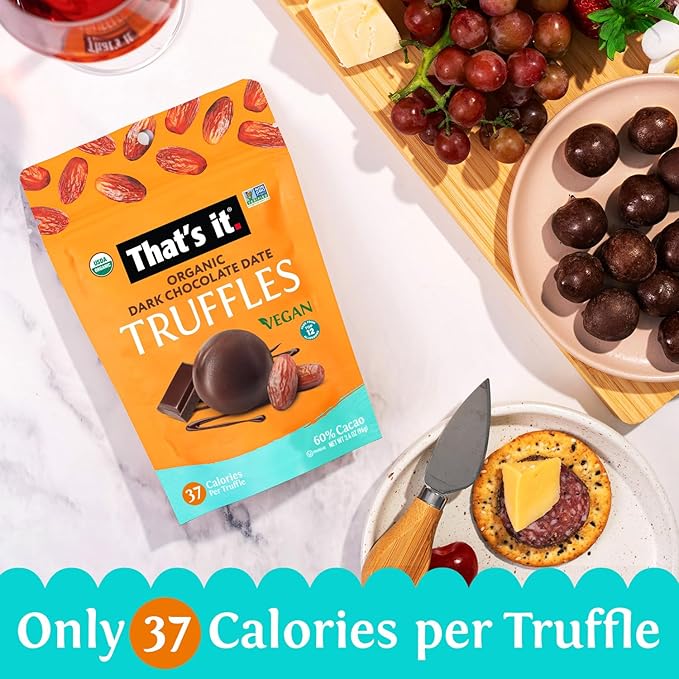 That's it Organic Dark Chocolate & Date Truffles. 100% Plant-Based, Vegan, Gluten-Free, All Natural (3 Pack)