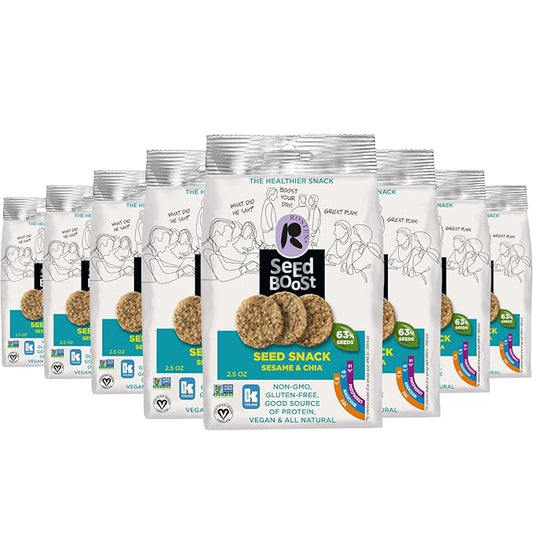 ROSTEN SeedBoost Seed Crackers (16 Pack) Sesame & Chia Flavor - Vegan, Non-GMO, Gluten Free (2.5oz Each)