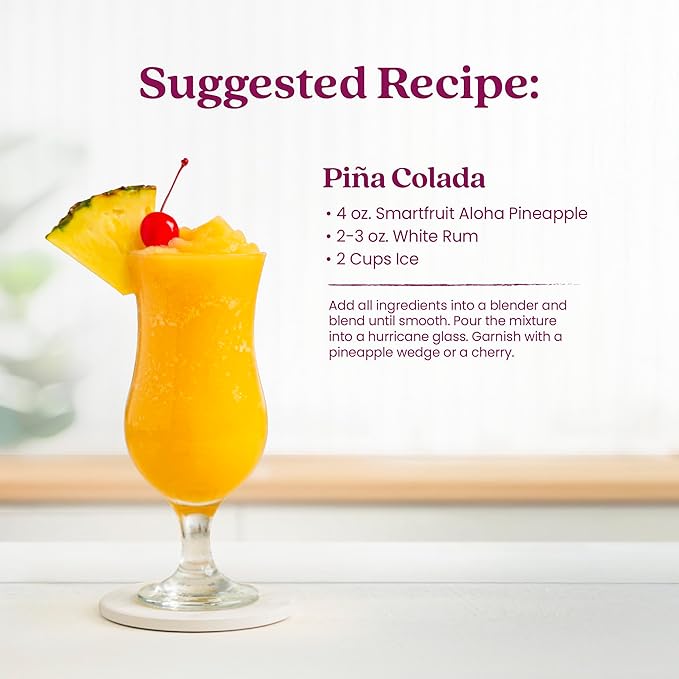 Smartfruit Aloha Pineapple + Prebiotic – 100% Real Fruit Purée with Pineapple, Banana, Apple & Coconut – Great for Smoothies, Juice, Yogurt, Cocktails, Teas – High in Vitamin A – 48oz