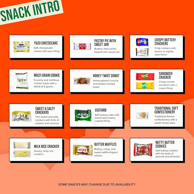Korean Snack Box 48 Count - Variety of Individually Wrapped Korean Snacks with Chips, Cookies, Ramen and Candy for Kids, Children, College Students, and Adults. Gift Box for K-Food Lovers - Journey of Korea