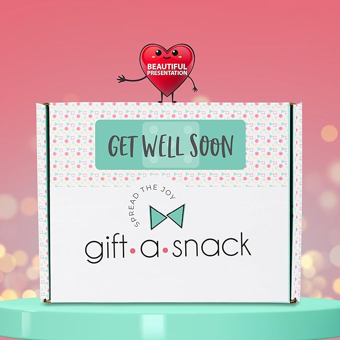 Gift A Snack - Get Well Soon Snack Box Variety Pack Care Package + Greeting Card (60 Count) Feel Better Sweet Treats Gift Basket, Candies Chips Crackers Bars - Office Food Assortments